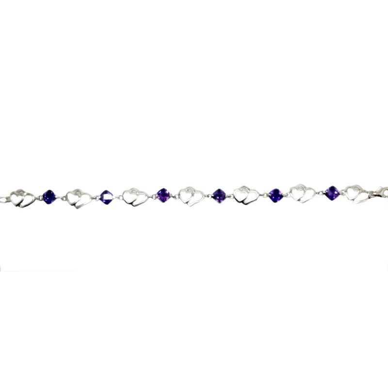 bracelets en argent pas cher avec de magnifiques doubles coeur.-bijouxbijoux.ch