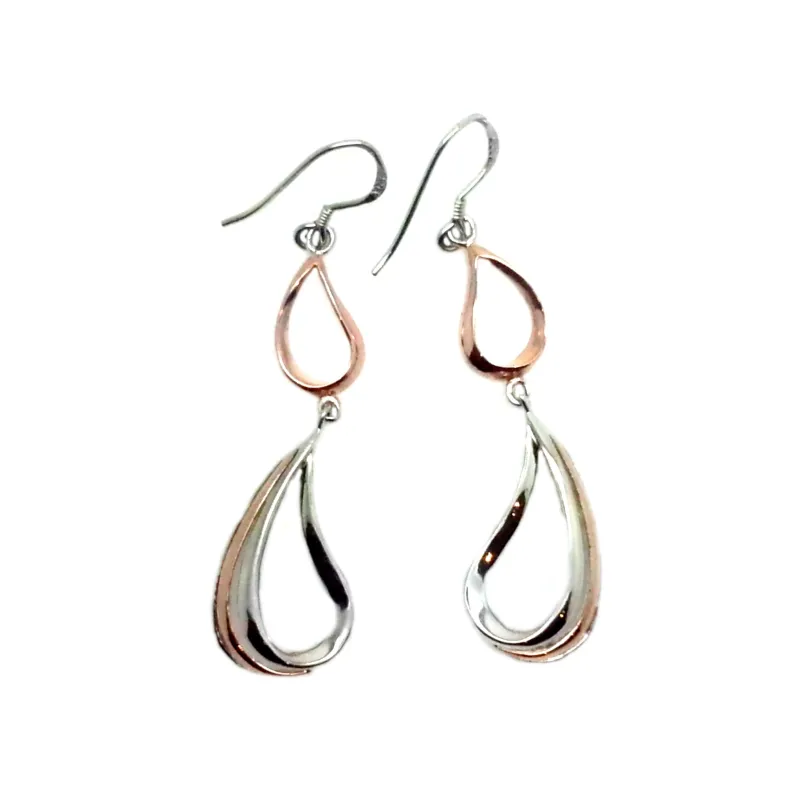 boucle d'oreille femme en argent 925 bi-couleur
