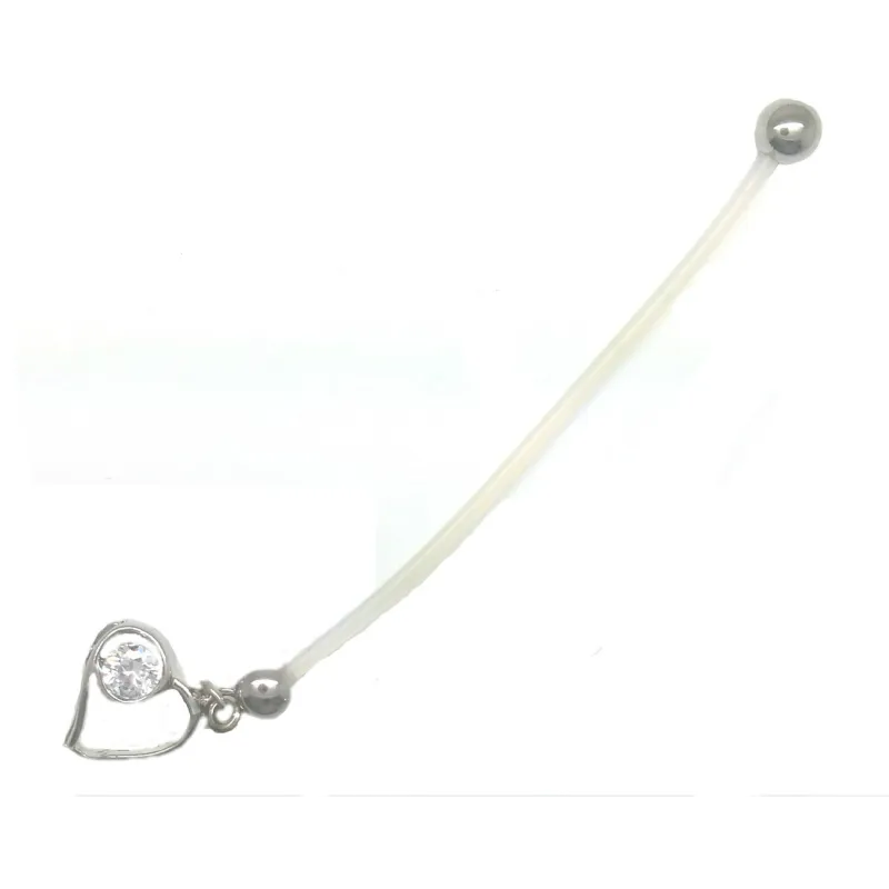 piercing de nombril pour la grossesse en bioplast avec un coeur en argent.- bijouxbijoux.ch