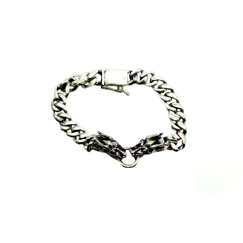 bracelet en argent massif avex dex têtes de dragons pour femme et homme pour 149 frs .-bijouxbijoux.ch