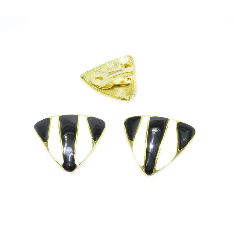 clip d'oreilles noir et blanc , pas cher. - bijouxbijoux.ch