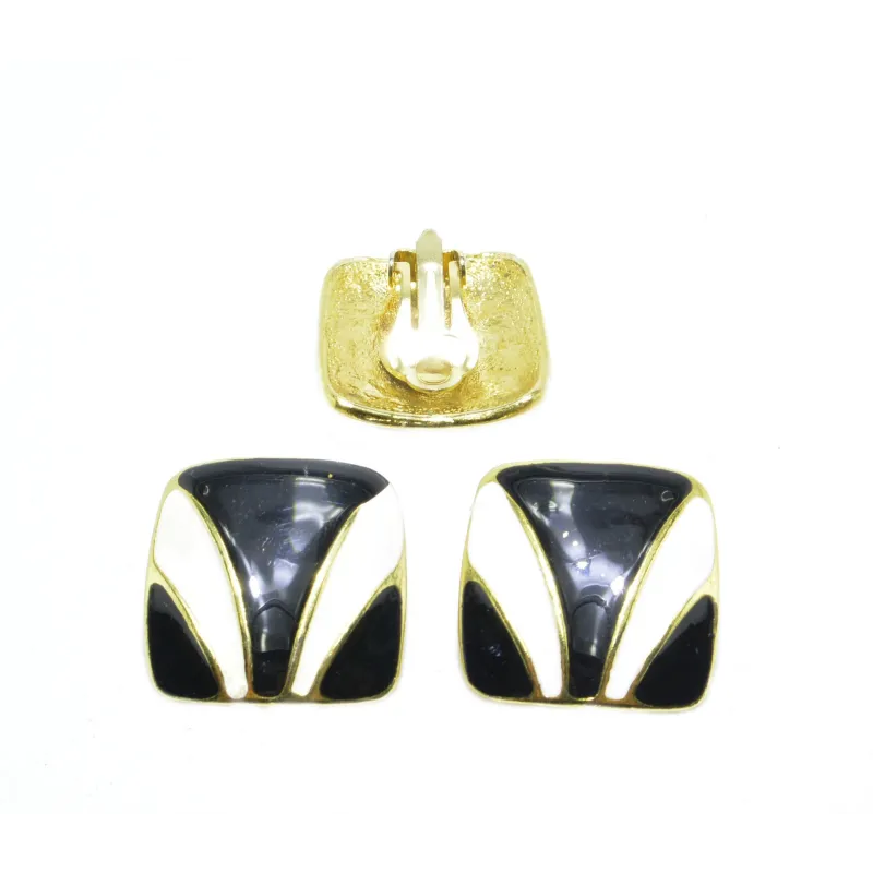 clips d'oreilles pour 19 frs en noir et blanc.-bijouxbijoux.ch