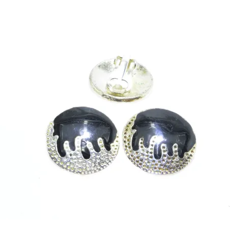 boucles d'oreilles clips argentée et noir pour 19 francs .-bijouxbijoux.ch