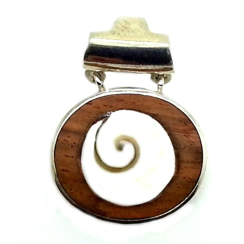pendentif de collier en argent et bois exotique our 69 frs .-bijouxbijoux.ch