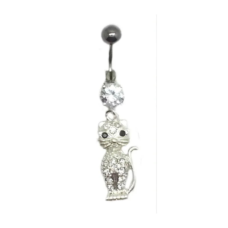 mignon petit chat en  piercing de nombril-bijouxbijoux.ch
