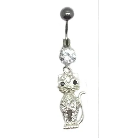 mignon petit chat en  piercing de nombril-bijouxbijoux.ch