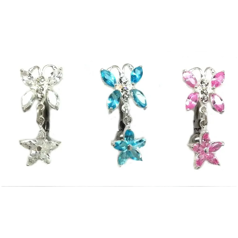 piercing de nombril papillon et fleur.- bijouxbijoux.ch