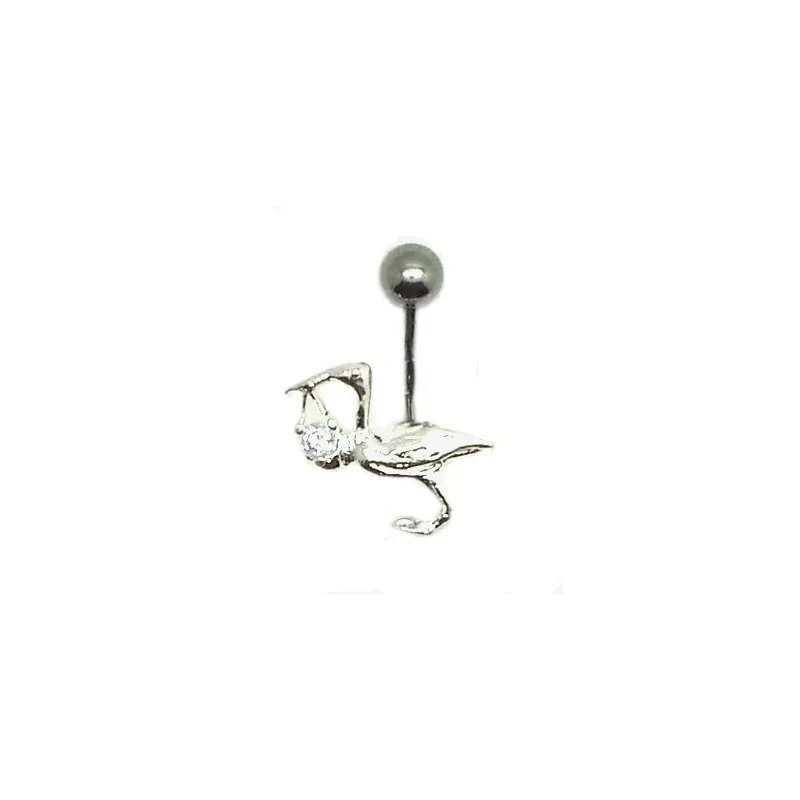 piercing de nombril cigogne porte bonheur.- bijouxbijoux.ch