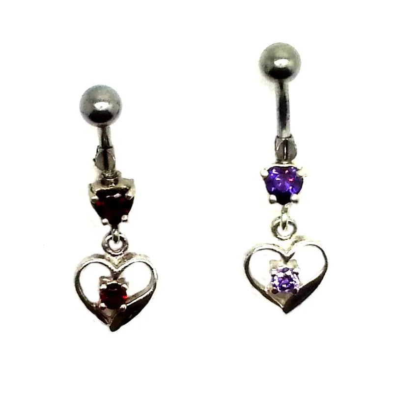 piercing en argent  avec tige en acier chirurgicale  en forme de coeur. - bijouxbijoux.ch