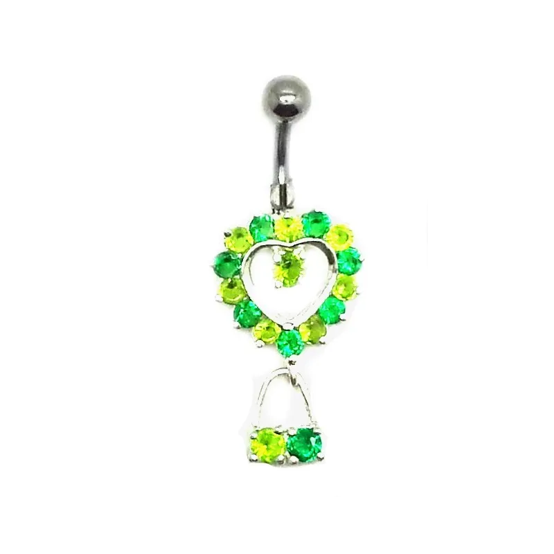 piercing de nombril avec un coeur plus un petit pendantif. - bijouxbijoux.ch
