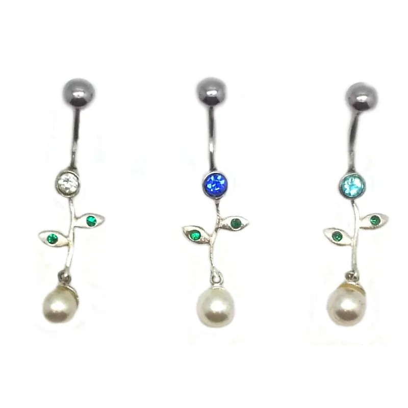 piercing de nombril avec une perle artificielle et des strass .-bijouxbijoux.ch