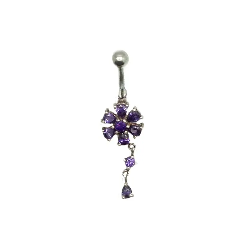 piercing de nombril de haute qualité avec 9 strass et une tige en acier chirurgicale.-bijouxbijoux.ch