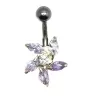 piercing de nombril ,tige d'acier chirurgical surmontée d'une fleur en strass de couleur. - bijouxbijoux.ch