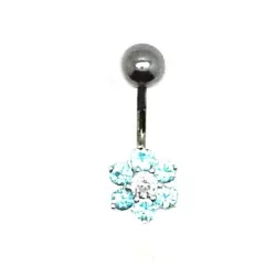 piercing de nombril avec une fleur bi-couleur de haute qualité. - bijouxbijoux.ch