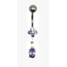piercing de nombril avec motif en argent et tige, en acier chirurgical,très bon prix. - bijouxbijoux.ch