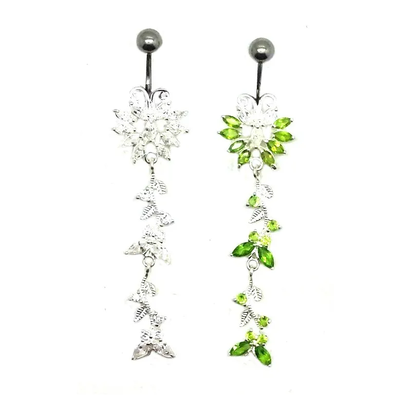 piercing de nombril en argent ,superbe avec de nombreux strass de qualité .- bijouxbijoux.ch