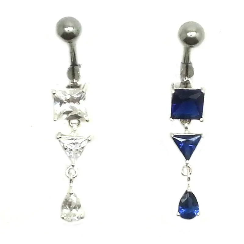 piercing de nombril en argent et acier chirurgical avec 3 strass pour 49 frs .-bijouxbijoux.ch