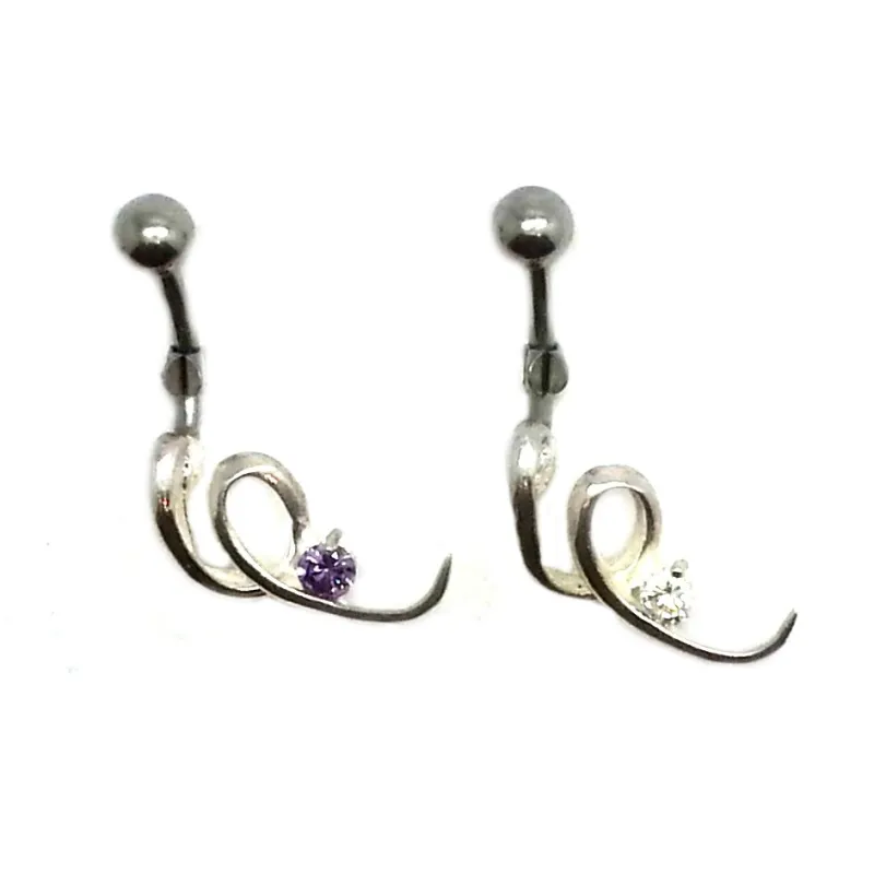 piercing de nombril en argent et acier chirurgical avec 1 strass pour 29 frs .-bijouxbijoux.ch