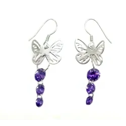 boucles d'oreilles en argent pas cher en forme de papillon .-bijouxbijoux.ch