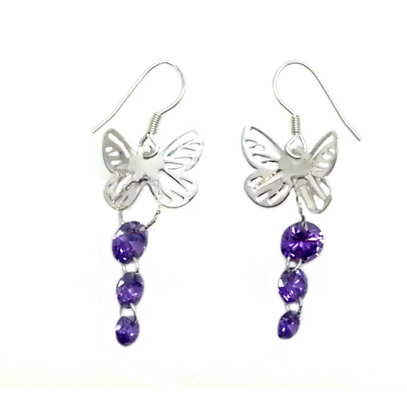 boucles d'oreilles en argent pas cher en forme de papillon .-bijouxbijoux.ch