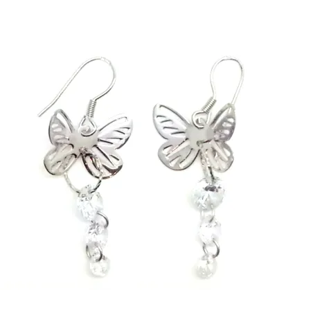 boucles d'oreilles en argent pas cher en forme de papillon .-bijouxbijoux.ch