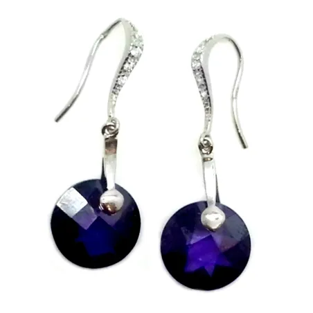 boucles d'oreilles en argent pas cher existe en transparent ou violet.-bijouxbijoux.ch